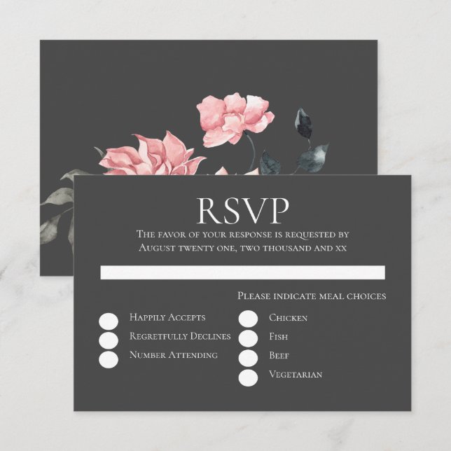 Invitation Mariage Floral Élégant à l'Aquarelle (Devant / Derrière)