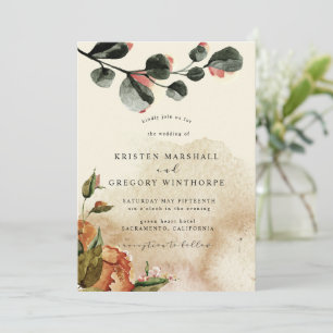 Invitation Mariage Floral Élégant à l'Automne