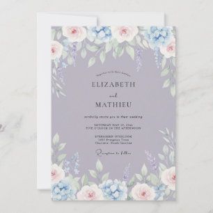 Invitation Mariage Floral Élégant au Lavande