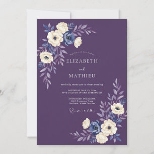 Invitation Mariage Floral Élégant aux Touches de Peinture Vio