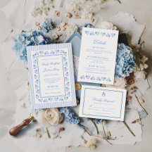 Mariage Floral Élégant Bleu et Blanc