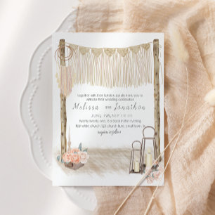 Invitation Mariage Floral Élégant Bohème Moderne Rose