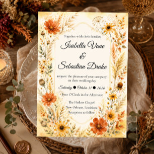 Invitation Mariage Floral Élégant d'Automne