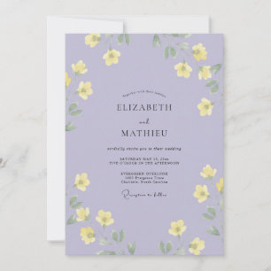 Invitation Mariage Floral Élégant Jaune Lavande