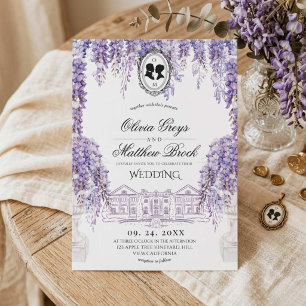 Invitation Mariage Floral Élégant Lilac Victorien