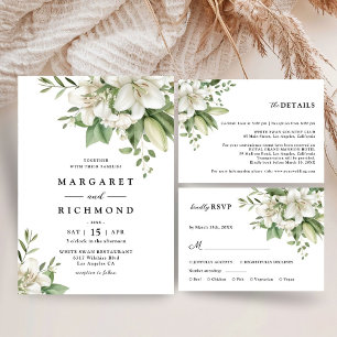 Invitation Mariage Floral Élégant Romantique au Lys Blanc