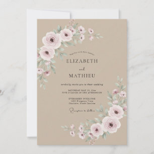 Invitation Mariage Floral Élégant Rose