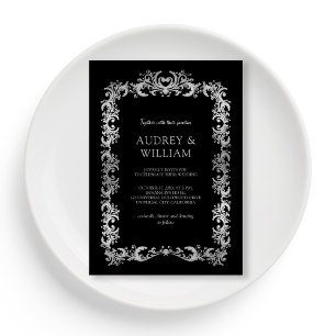 Invitation Mariage floral en argent élégant personnalisé