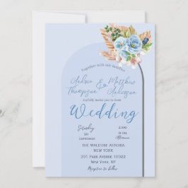 Invitation Mariage floral en laiton bleu moderne Boho Arch Pa