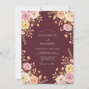 Invitation Mariage Floral Envoûtant en Bourgogne