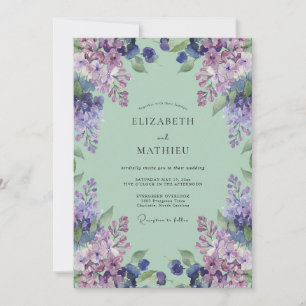 Invitation Mariage Floral Envoûtant Vert Menthe