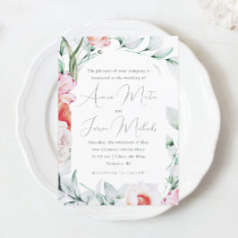 Invitation Mariage floral et calligraphie