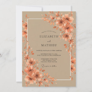 Invitation Mariage Floral Éthéré Abricot