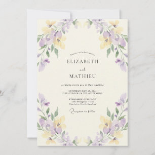 Invitation Mariage Floral Éthéré au Citron et à la Lavande