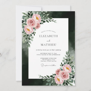 Invitation Mariage Floral Éthéré Rose