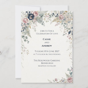 Invitation Mariage Floral Eucalyptus Blush Marine