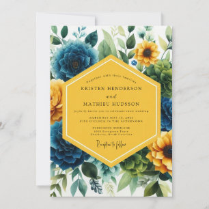 Invitation Mariage Floral Fantaisie de Teal Profond
