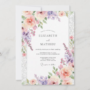 Invitation Mariage Floral Fantaisie Lavande Rose