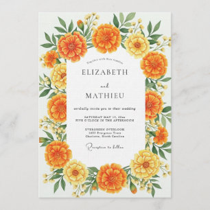 Invitation Mariage Floral Fantaisie Souci Orange