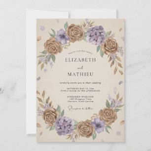 Invitation Mariage Floral Fantaisiste Taupe
