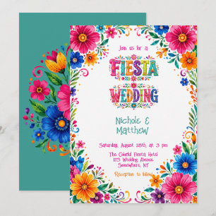 Invitation Mariage Floral Fête Mexicaine Coloré