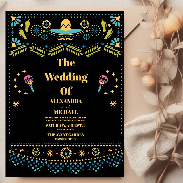 Invitation Mariage Floral Fiesta Folkart mexicain (Créateur téléchargé)