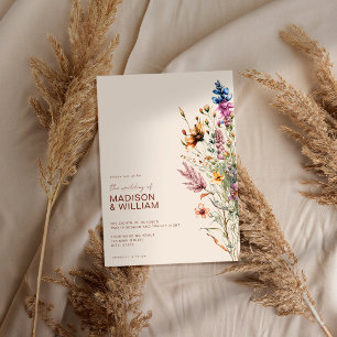 Invitation Mariage Floral Fleur sauvage Boho moderne