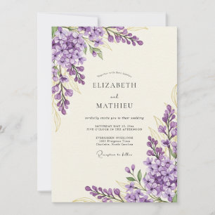 Invitation Mariage Floral Fleurissant Lavande