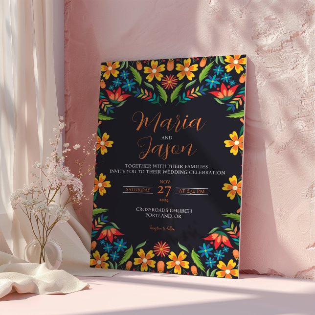 Invitation Mariage Floral Floral Colorful (Mexican Floral Colorful Botanical Flowers Wedding Invitation)
