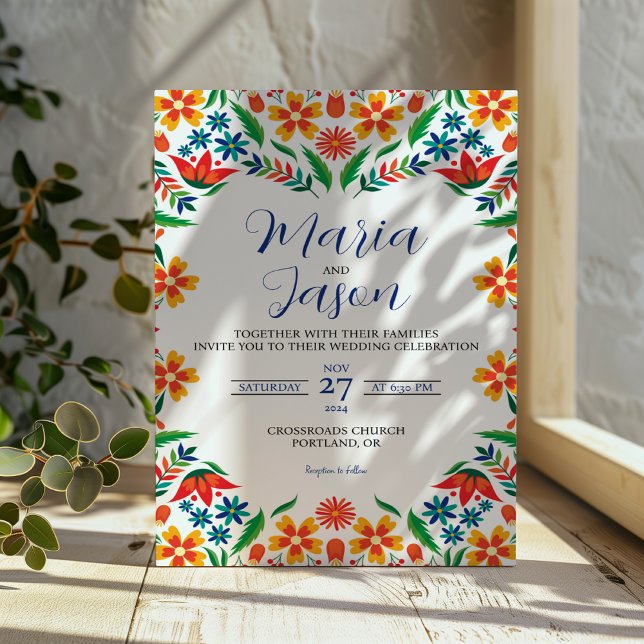 Invitation Mariage Floral Floral Colorful (Mexican Floral Colorful Botanical Flowers Wedding Invitation)