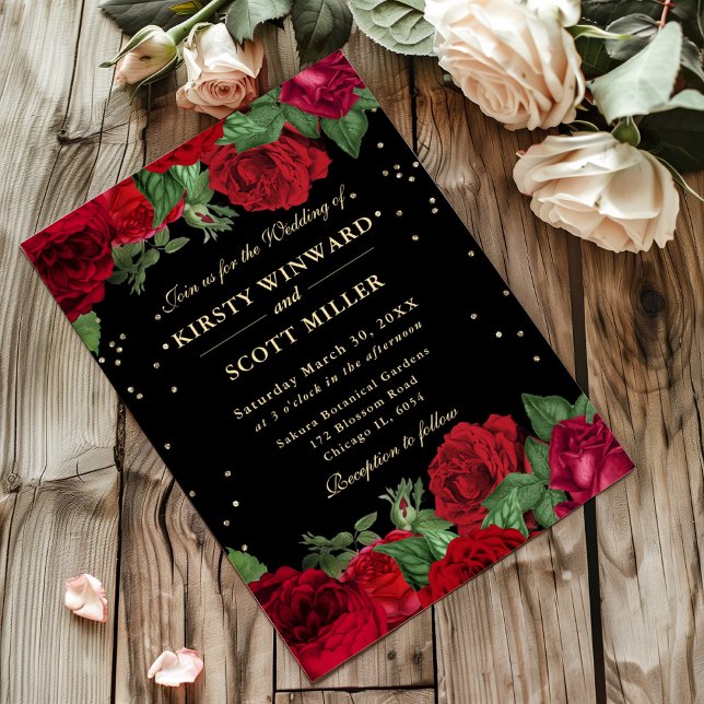 Invitation Mariage Floral frontalier des Roses rouges (Créateur téléchargé)