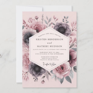 Invitation Mariage Floral Fumé Mauve