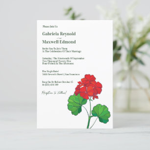 Invitation Mariage Floral Géranium Personnalisable