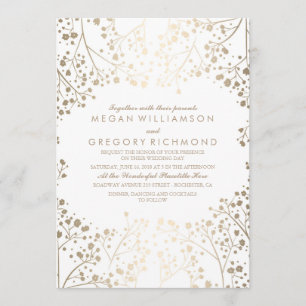 Invitation Mariage floral Gold et White Baby's Breath