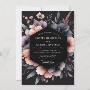 Invitation Mariage Floral Gothique Charbon & Blush