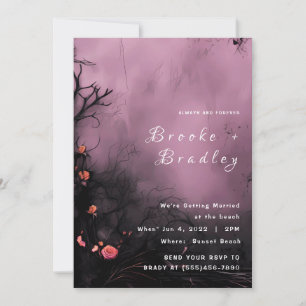 Invitation Mariage Floral Gothique Violet