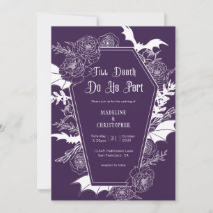 Invitation Mariage Floral Gothique Violet Sombre et Maussade