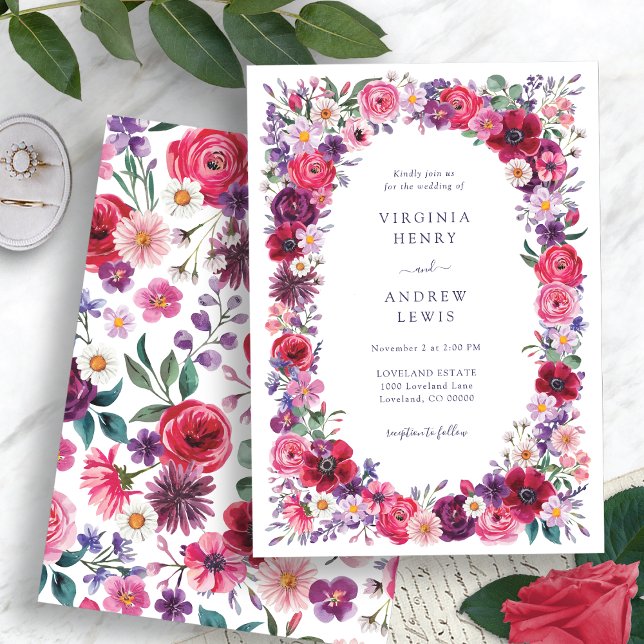 Invitation Mariage floral gras aquarelle (Bold Watercolor Floral Wedding Invitation by Painted Paperie
)