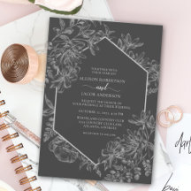 Mariage Floral Gray Blanc Géométrique Tout en un