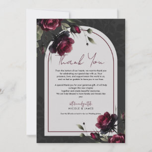 Invitation Mariage floral gris ombré aux roses rouges de Bord