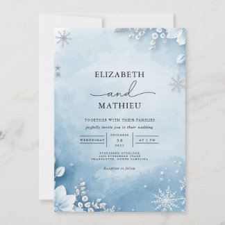Invitation Mariage floral hivernal gelé
