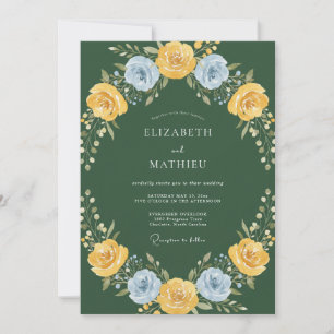 Invitation Mariage Floral Jaune Émeraude Fantaisiste