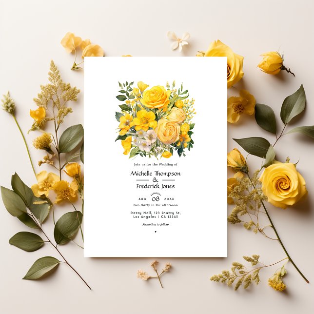 Invitation Mariage floral jaune vif (Créateur téléchargé)