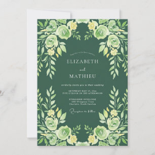 Invitation Mariage Floral Laurier Sage