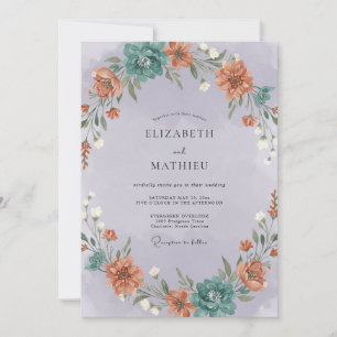Invitation Mariage Floral Lavande Élégant