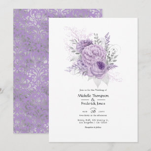 Invitation Mariage Floral Lavande et Argent