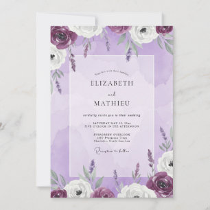Invitation Mariage Floral Lavande Lilas