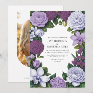 Invitation Mariage Floral Lavande, Mauve et Prune