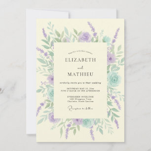 Invitation Mariage Floral Lavande Menthe Murmurant