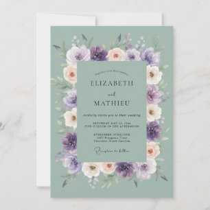 Invitation Mariage Floral Lavande Sauge Atténué